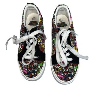 Kids Super Mario All Over Print Canvas Lace Up Sneakers Size 2